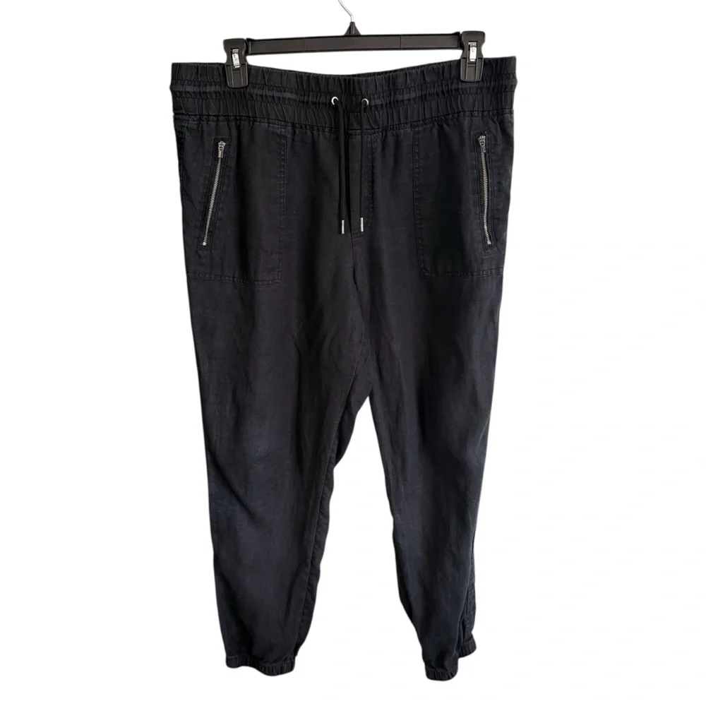 Athleta Women’s 100% Linen Black Casual Jogger Pants, size 16 - Picture 1 of 10